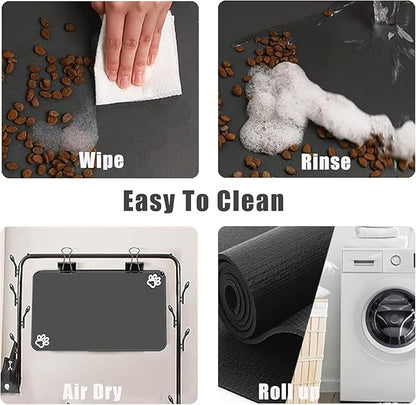 Large Boho Dog Food Mats for Floors, Absorbent Dog Bowl Mat for Food and Water Dispenser Mat, Quick Dry Cat Food Mat Pet Supplies (Dark Vintage, 36 * 24)
