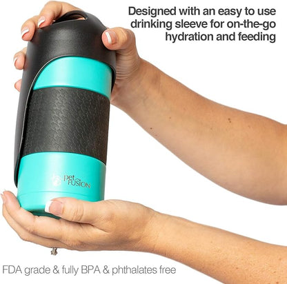 PetFusion Portable Dog Water Bottle & Dispenser (New-Large 22oz Dispenser) Insulated 2 Wall Stainless Steel- Optimal Cool Water Temp - Dog Travel Bottle