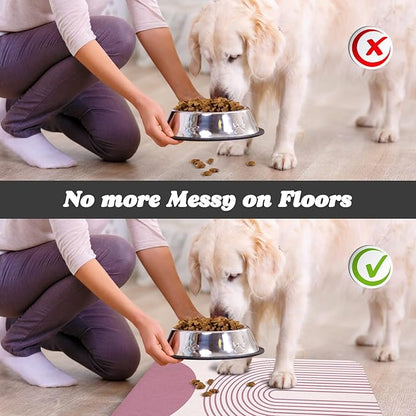 Dog Food Mats,Cat Absorbent Water Bowl Feeding Mats Pet Placemats for Food and Water Pink Bohemia 17 * 30 inch