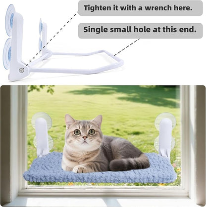 2PC Cat Window Perch, Easy Install Bracket, Portable Wall Hammock for Indoor Cat, Light Blue