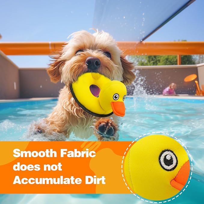 Squeaky Dog Toys, Floating Dog Toys for Indoor or Outward Play, Swim Ring Design Interactive Dog Gifts for Small and Medium Dogs - Yellow Duck