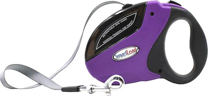 SmartLead Retractable, Reflective, Heavy-Duty 16-Foot Nylon Dog Leash, Tangle Free, Anti-Slip Brake Technology, Easy Grip Handle, Good for Dogs up to 110 Pounds – Purple