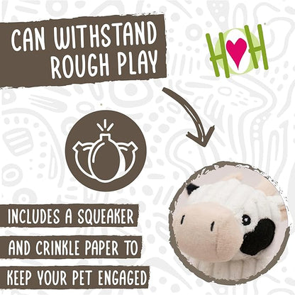 HuggleHounds Flatties - Dog Plush Toys to Keep Them Busy, Squeaky Crinkle Pet Toy for Small, Medium, & Large Dogs, Durable Stuffed Animal Toy, Bunny, Cow, & Pig - 3-Pack Barnyard HuggleFlatties, Small