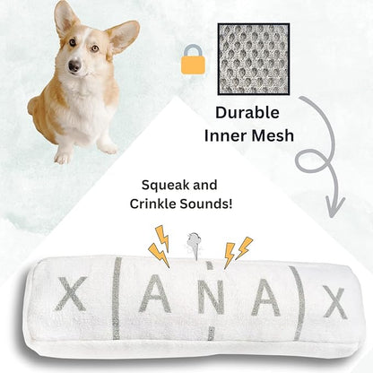 Nestpark Chill Pup Funny Dog Toy - Parody Plush Squeaky Crinkle Dog Toy