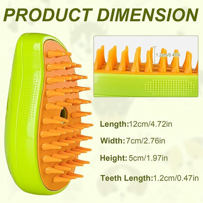 Cat Steam Brush 3 in 1, Silicone Massage Grooming & Pet Hair Remover, Spritz Defur Comb for Cats Dogs, Steamy Brush, Misting Pets Grooming Comb, Pet Hair Brushes Indoor Steamer by ALQMIA (Yellow)