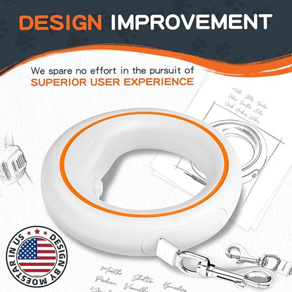 UFO Retractable Dog Leash Hands Free Wearable Laisse Chien with Poop Bag Holder One-Handed Brake Pause Lock 360° Tangle Free 10 ft Strong Nylon Tape Dog Leash for Up to 66lbs Medium Small Dogs