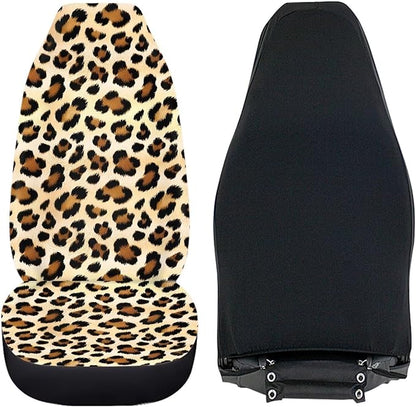Dreaweet Leopard Print Car Seat Covers Front Seats Brown Cheetah Print Car Accessories for Women 2 Piece Washable Universal Bucket Seat Covers for Cars SUV Sedan