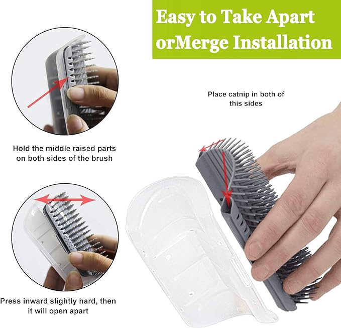 2 Pack Cat Self Groomer,Cat Self Grooming Corner Scratcher with Catnip,Massage Comb Brush for Long & Short Fur Cats Dogs