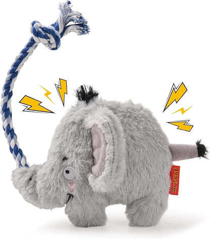 AUSCAT Plush Dog Rope Toy, Durable Squeaky Dog Toys for Puppy Small Medium Dogs (Not for Aggressive Chewers), Elephant