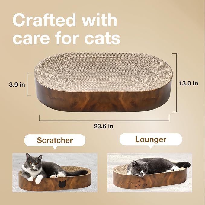 NECOICHI Cat Scratcher Bowl Capsule for Indoor Cats - Cat Scratching Lounger with Reversible Usability and Extra Comfort for Lounge, Cardboard Bed Couch