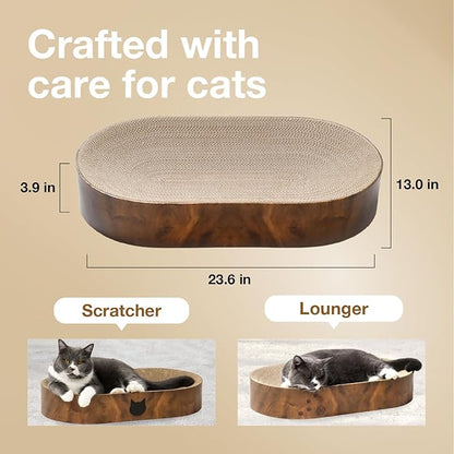 NECOICHI Cat Scratcher Bowl Capsule for Indoor Cats - Cat Scratching Lounger with Reversible Usability and Extra Comfort for Lounge, Cardboard Bed Couch