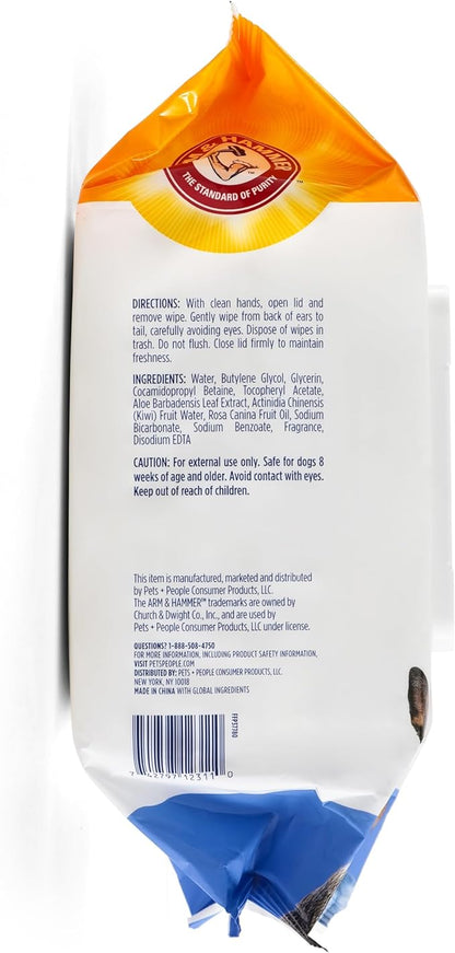 Arm & Hammer for Pets Odor Control Wipes for Dogs, Best Odor Eliminating Waterless Cleaning for Dogs & Puppies | Blueberry Coconut Scent, 100ct
