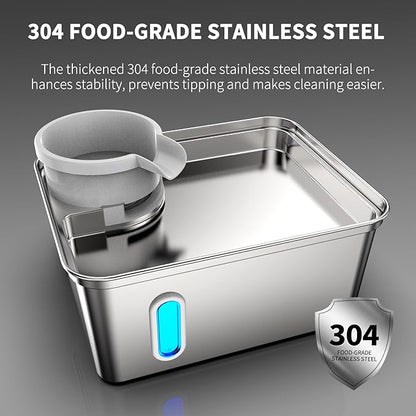 Dog Water Fountain, 8L/2.1Gallon/270oz Dog Fountain Water Bowl - Stainless Steel Ultra-Quiet Pet Water Dispenser with Water Level Window & Large Drinking Area