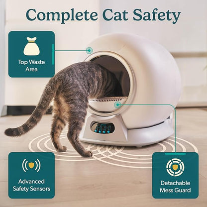 Petcove – Automatic Self Cleaning Litter Box – PurrTek Smart Automatic Litter Box for Multi-Cat Homes with Smart App Control (5GHz Wi-Fi), Triple Odor Control Quiet Operation & Advanced Safety Sensors