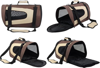 EliteField Deluxe Soft Pet Carrier (3 Year Warranty, Airline Approved), Multiple Sizes and Colors Available (18" L x 10" W x 11" H, Brown+Beige)