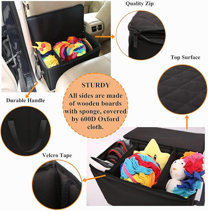 Dog Car Seat Extender with Storage, Front & Back Seat Extender for Dogs, Gap Seat Filler for Car, Suitable for Dogs up to 200lbs (Small Size: 19.3"x9.85"x13")