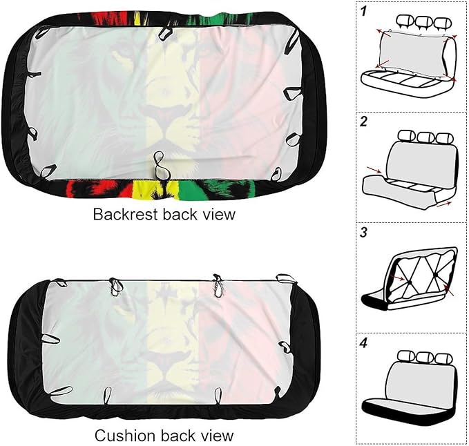 Car Seat Protector SUV Bench Seat Cover, Fashion Decor, Dirt Proof Dog Car Back Seat Cover for Trucks SUV Compatible with Reggae Rasta Flag Lion