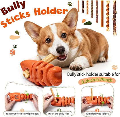 Bully Stick Holder for Aggressive Chewers,Bully Sticks Holder to Prevent Choking,Dog Toys to Keep Them Busy,Dog Chew Holder Fit 0.2-0.79IN Bully Sticks,Gift for Medium/Large Dogs