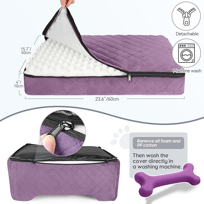 GL GLENSLAVE Dog Car Seat for Medium/Large Dogs, Dog Booster Seat for Pet Under 50lbs or 2 Small, Detachable and Washable Pet Car Seat,Multi-Functional Pet Travel Bed for Backseat(Purple)