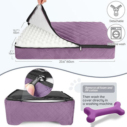 GL GLENSLAVE Dog Car Seat for Medium/Large Dogs, Dog Booster Seat for Pet Under 50lbs or 2 Small, Detachable and Washable Pet Car Seat,Multi-Functional Pet Travel Bed for Backseat(Purple)