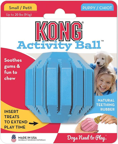 KONG Puppy Activity Ball - Soft & Durable Natural Puppy Rubber Dog Toy - Chew Toy for Teething Puppies - Eases Aching Teeth & Gums - for Small Puppies - Randomly Provided Color