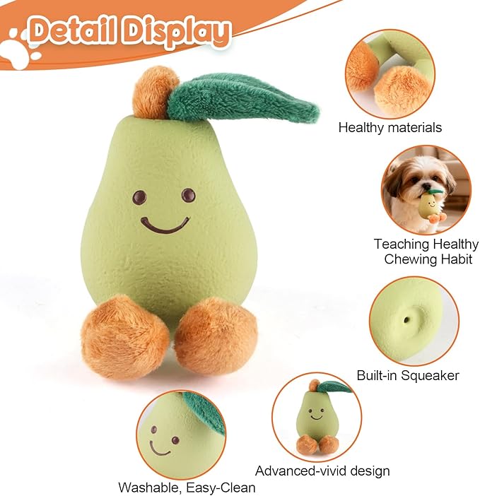 Pet Dog Cat Chew Toy: Fun, Playful, Cute, and Durable (Green Pear)