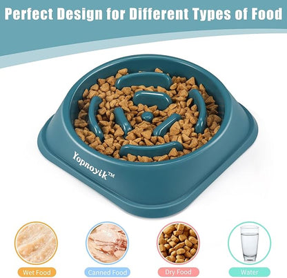 Slow Feeder Dog Bowls for Healthy Eating, Non-Slip and Anti-Choking Design, Reduces Bloating & Overeating for Medium Dogs and Cats, Easy to Clean