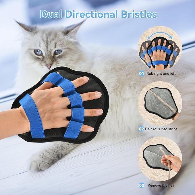 AstraLoom Pet Hair Removal Glove for Cats & Dogs, Upgraded Reusable Electrostatic Pet Hair Remover Gloves, Pet Hair Remover for Couch, Carpet, Car Seat & Laundry (2PCS)