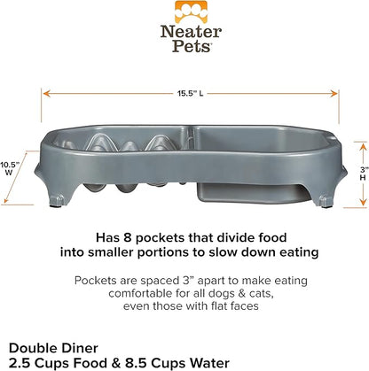 Neater Pet Brands Neater Slow Feeder Dog Bowls, Slows Down Fast Eating to Prevent Vomiting, Overeating, & Bloat, Dog Slow Feeder Bowl with Wide, Non-Slip Base, Holds 2.5 Cups Food and 8.5 Cups Water