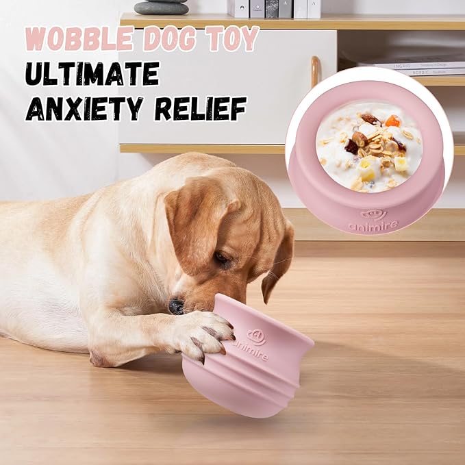 Treat Dispensing Dog Toy, Long-Lasting Interactive Puzzle Toys for Dogs, Stuffable Dog Enrichment Frozen Lick Treat Toy for Boredom, BPA Free Silicone Fetch Catch Chew Toy (Pink,M)