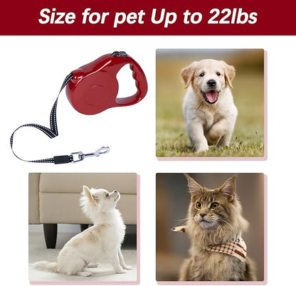 Retractable Dog Leash 10ft, Tangle-Free Expandable Leash for Small Dogs Up to 22lbs, Easy-Adjust Lock & Anti-Slip Handle for Safe Walks