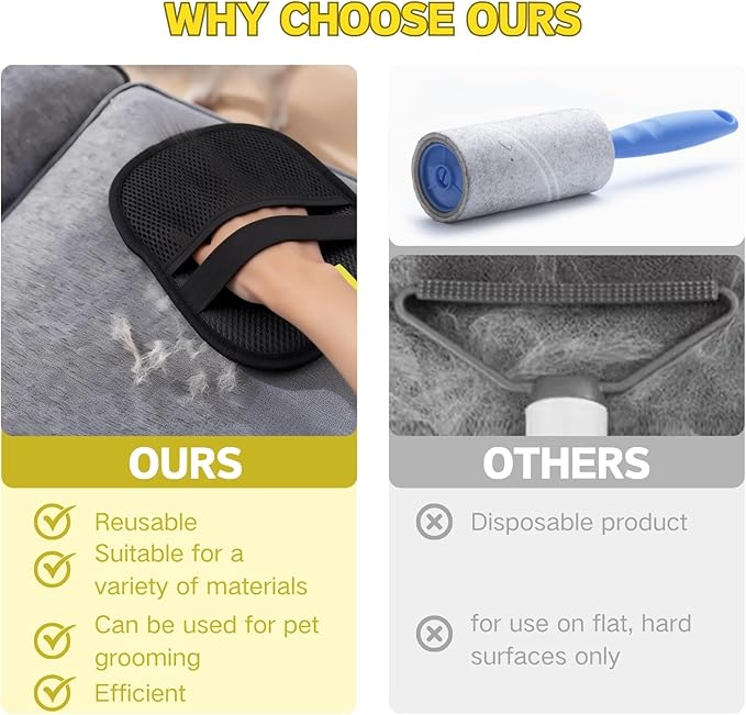 Pet Hair Removal Glove for Cats and Dogs - Upgraded Five-Finger Electrostatic Reusable Magic Brush, Washable Pet Hair Removal Tool for Laundry, Clothing, Couch, Carpet & Car Seat