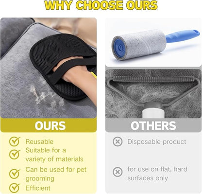 Pet Hair Removal Glove for Cats and Dogs - Upgraded Five-Finger Electrostatic Reusable Magic Brush, Washable Pet Hair Removal Tool for Laundry, Clothing, Couch, Carpet & Car Seat