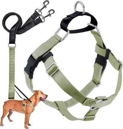 2 Hounds Design Freedom No Pull Dog Harness, Adjustable Harness and Leash Set, Easy Walking & Comfortable Control, Fits Small, Medium & Large Dogs, Solid Colors, Made in USA, 1" LG, Tan