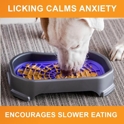 Neater Pets Neat-LIK Dog Lick Mat w/Mess-Proof Tray, Lick Mat for Dogs, Cats, Puppy, Reduces Anxiety & Boredom, Peanut Butter Slow Feeder, Interactive Treat Licking Pad (Purple/Gunmetal)