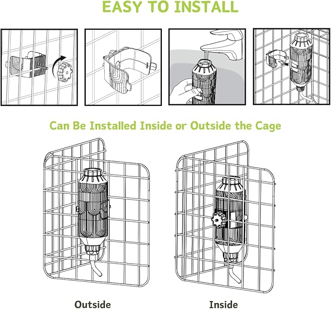 Pet Water Bottle[S24, 24oz], Hanging Dog Water Dispenser Kennel Plastic Drinker Kettle Feeder BPA Free Cage Crate Hutch Puppy Cat Rabbit (Guniea Pigs-Small Bunnies-Chinchillas)