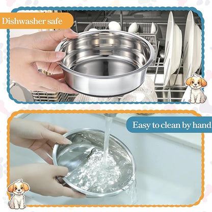 3 Pack Stainless Steel Dog Bowls, 64oz/3 Cups Silicone Base Anti-Slip Dog Metal Bowls, Food and Water Pet Bowls for Small, Medium Dogs and Cats, Dishwasher Safe