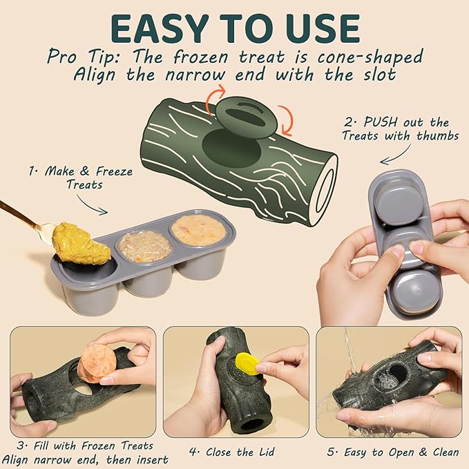 Interactive Dog Toys for Aggressive Chewers, Long-Lasting Frozen Dogs Treat Holder to Keep Them Busy, Indestructible Dog Enrichment Toys - Reduce Anxiety, Safe for Large/Medium Breed