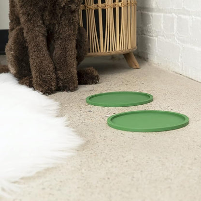 Waggo Habit Silicone Dog Placemat – Set of 2 Modern Heavyweight Silicone Dog Food Mats, Dishwasher Safe, Non-Slip, Solid Color – Black (Medium, 7")