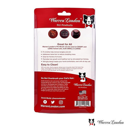 Warren London Self-Cleaning Cat Pin Brush | Push-Button Fur Ejector, Bead-Tipped Nylon Pins – Gentle Shedding & Detangling for Cats, Kittens, Rabbits, Ferrets & Small Dogs | Ergonomic Anti-Slip Grip