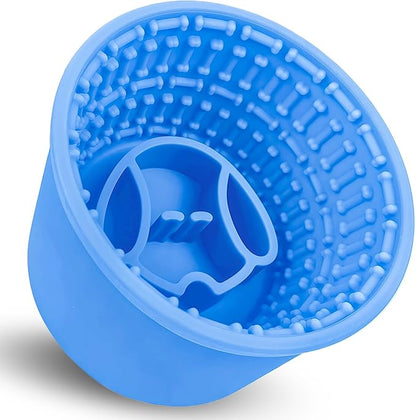 Large Silicone Slow Feeder Dog Bowls, Non-Slip Dog Slow Feeder Lick Bowl for Medium Large Breed, Enrichment Toys for Distraction, Anxiety Relief & Enrichment (Blue, 4.2 Cup)