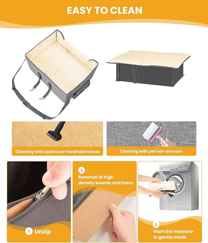 Dog Car Seat for Small Dogs, Elevated Dog Booster Seat Pet Travel Carrier Bed for Car with Adjustable Straps Pet Car Booster Seat for Small Dogs Cats