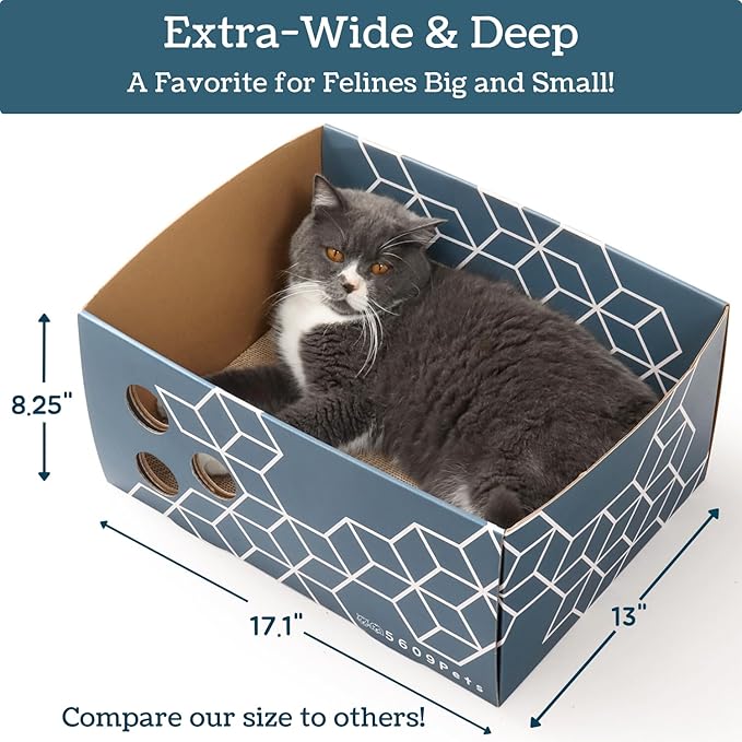 Cardboard Cat Scratcher, No-Mess Cat Scratcher Box with 3 Refillable Double-Sided Cat Scratcher Pads for Indoor Cats