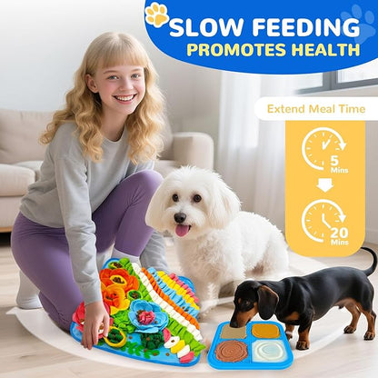 Dog Snuffle Mat and Lick Mat Set, Interactive Dog Enrichment Puzzle Toys for Puppy Small Breed Dogs Cats Rabbits, Cognitive Sniff Foraging Mats for Slow Feeding Treat Game Mental Stimulation