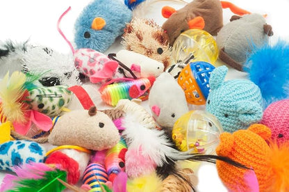 Fashion's Talk Mouse Cat Toys Mixed Bag 27 Assorted Mice Toy for Cats Kitten Catnip,Feather,Furry,Rattle,Plush,Interactive Kitty Toys