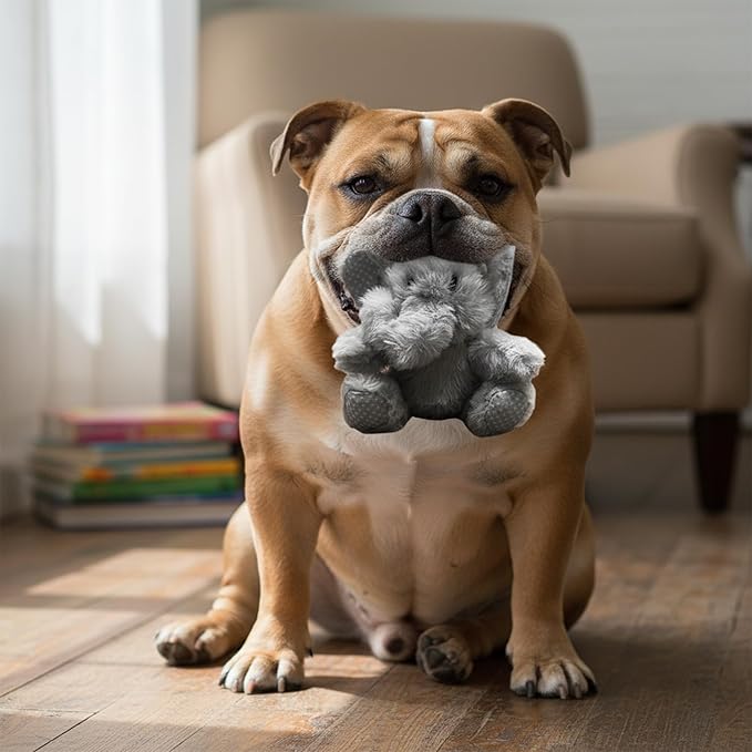 Elephant Dog Toy | Squeaky Elephant | Plush Elephants Dogs Toys | Stuffed Squeaky Chew Dog Toy | Realistic Animal Dogs Toys | Interactive Squeaky Elephants | Small/Medium Breed | Grey | 6"