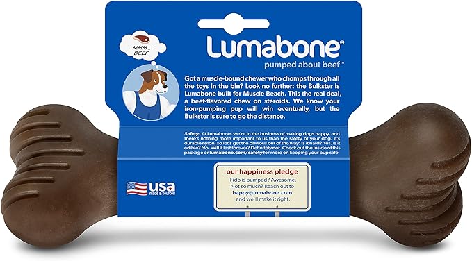 Lumabone Bulkster Durable Chew Toy for Aggressive Chewers, Real Beef, Made in USA, Large