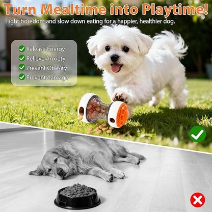 Dog Puzzle Toy - Adjustable Treat Dispensing Ball Food Dispenser Slow Feeder, Puppy Enrichment Training Toy, Pet Interactive Chase Toy for Small Medium Dogs to Keep Them Busy and Relieve Boredom