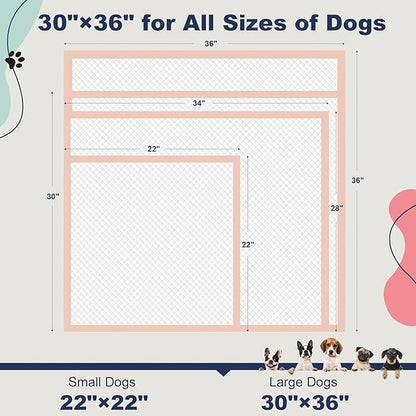 Puppy Pads Extra Large 30"×36" - 25 Count, XL Pee Pads for Dogs, Unscented Pink Dog Pads, Super Absorbent & Leak-Proof Potty Pads for Doggies