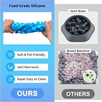 Silicone Snuffle Mat for Large Dogs, Dog Lick Mat Slow Feeder, Pet Licking Treat Mat with Suction Cups for Smell Training Slow Eating, XL Blue